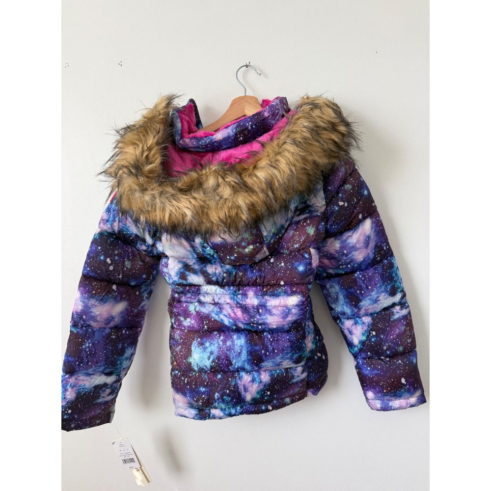Madden Girl Girls Coat – Galaxy Print with Pink Fur Lining – Size 14/16 – NWT - Picture 4 of 4